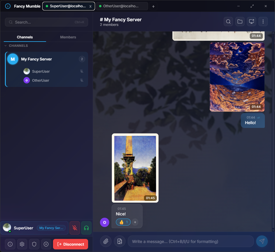 Fancy Mumble main interface