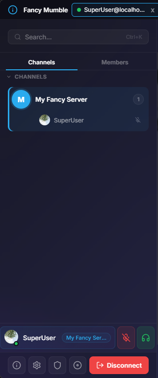 Channel sidebar with the active channel highlighted