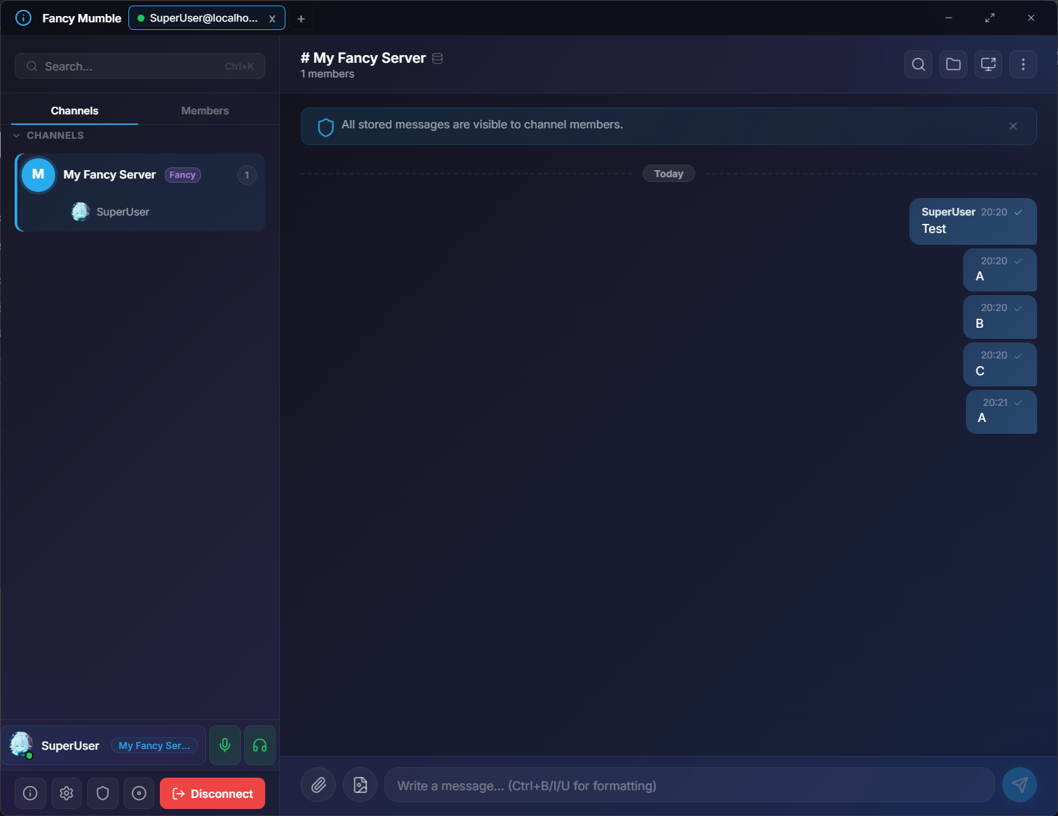 Chat showing yesterday's conversation after a reconnect